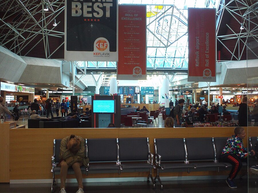 Inside Keflavik airport terminal
