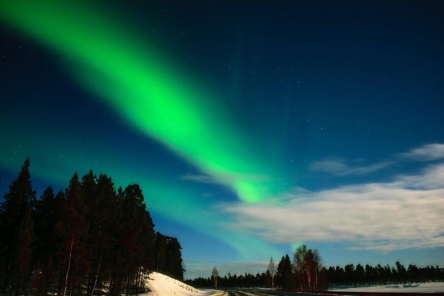 Aurora borealis over Inari and Finnish Lapland