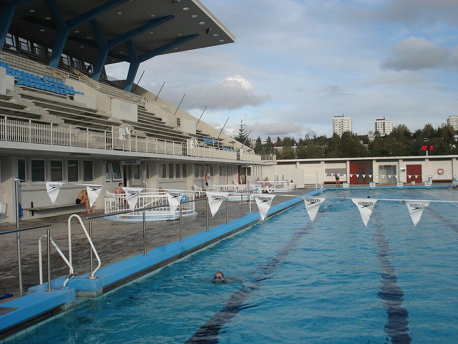 The Laugardalslaug pool from the spectator stand
