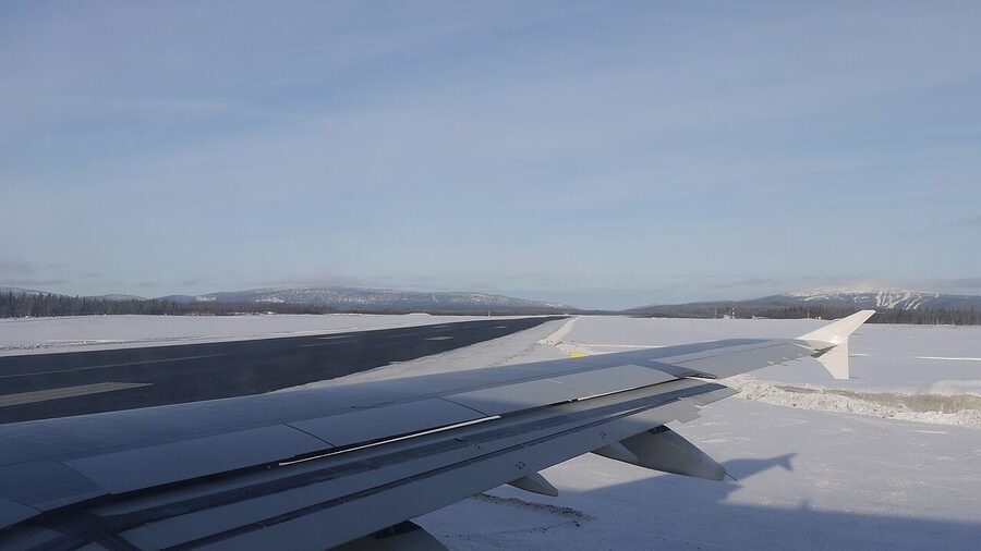 Kittila airport runway in winter