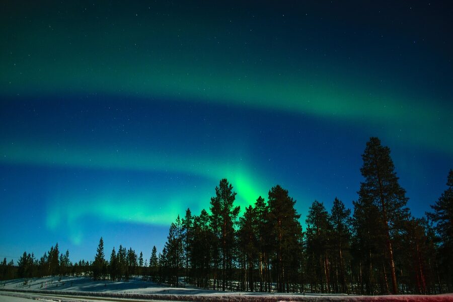 Aurora borealis over Finnish Lapland
