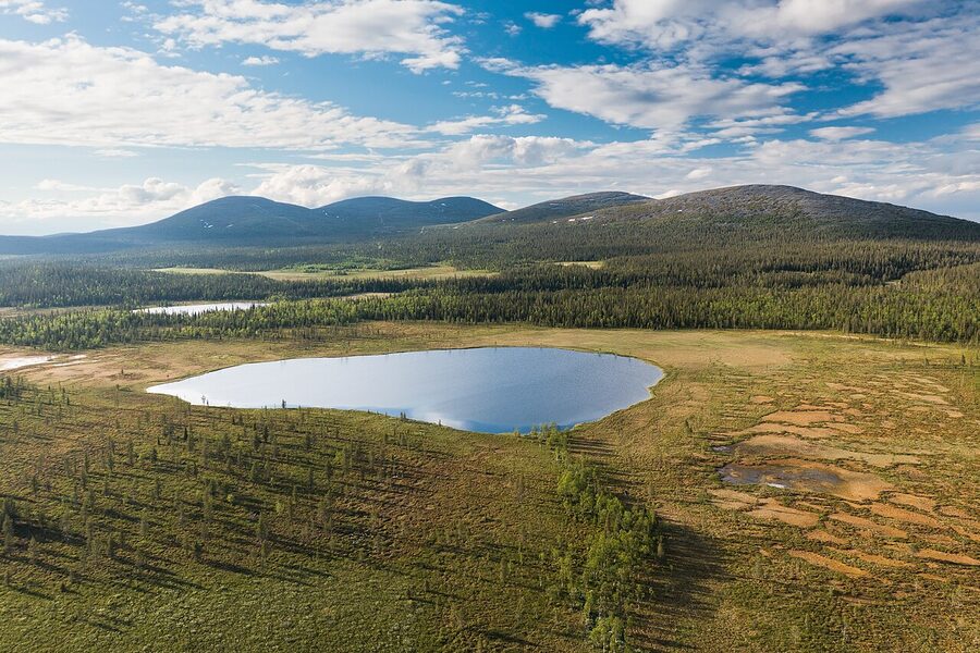 Pallastunturi fells and Hanhijärvi lake in June, Muonio, Lapland