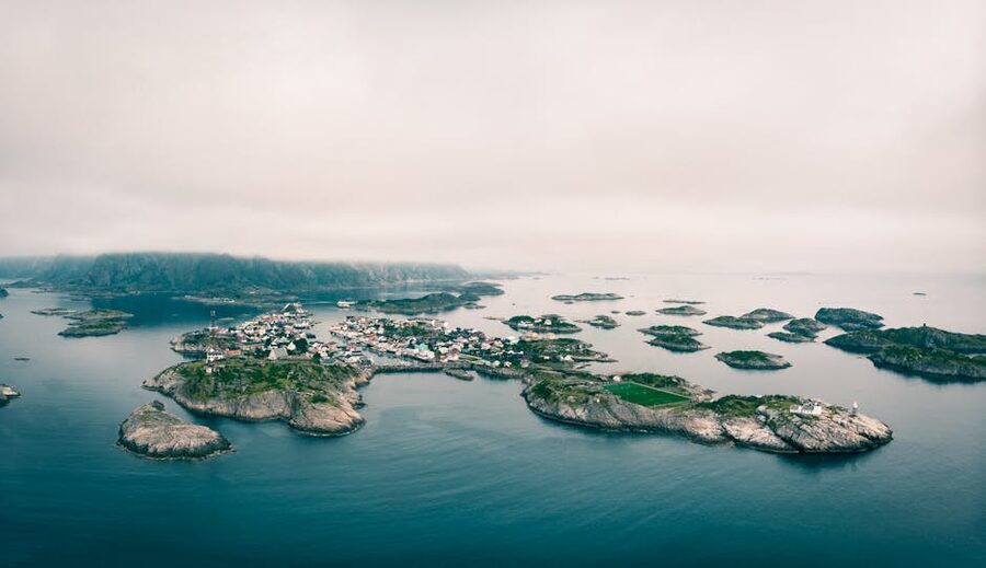 Henningsvær football pitch on a rocky island
