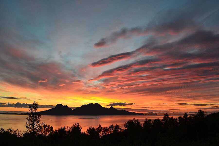 Lofoten coast under midnight sun