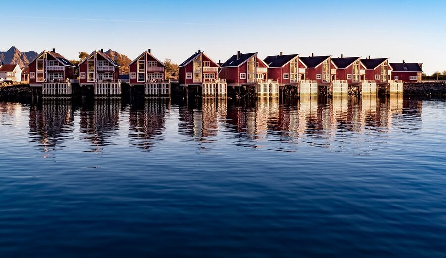 Rorbu cabins on the water in Lofoten