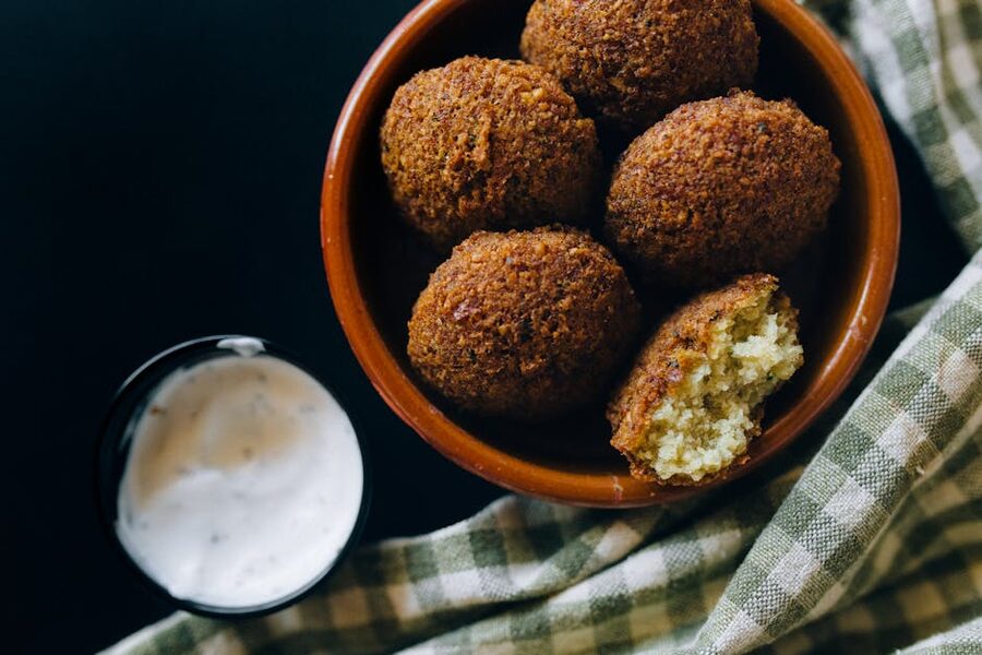 Crispy falafel served with creamy tahini sauce