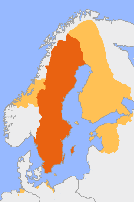 Map of the Swedish Empire after 1658, showing the Skåne provinces in pink