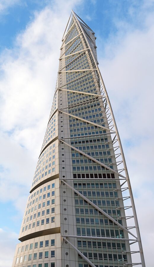 The Turning Torso, Calatrava's twisting 190-metre tower in Västra Hamnen