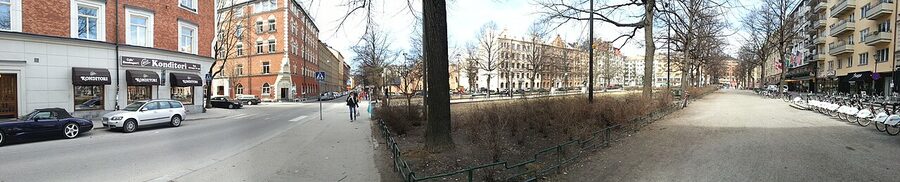 Mariatorget in early spring, the trees still bare