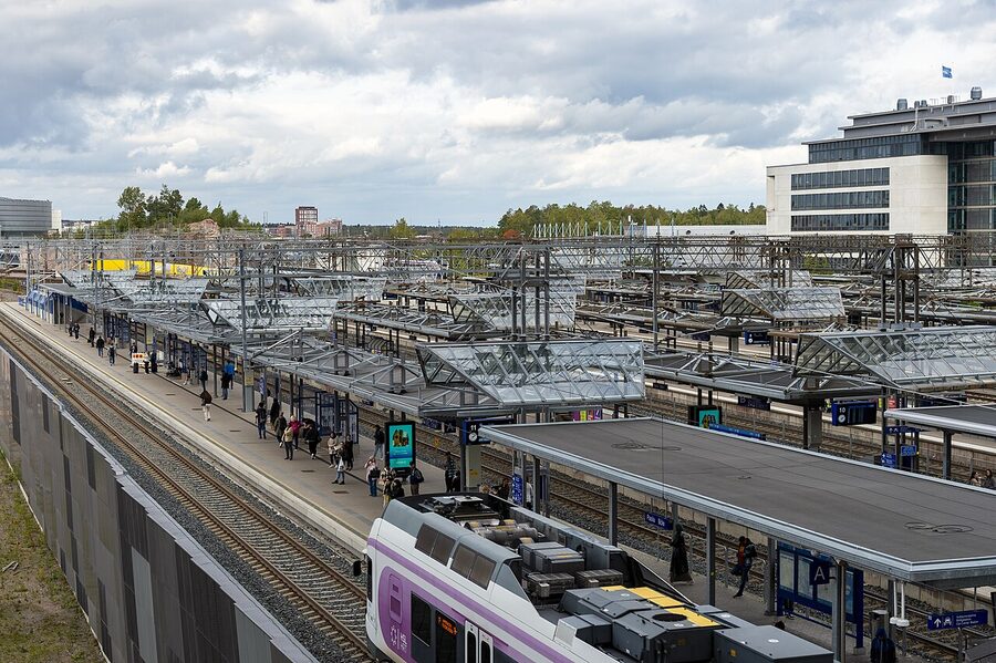 Pasila railway station exterior in Helsinki