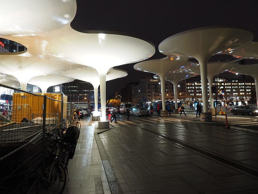 Pasilansilta bridge in Pasila, Helsinki, in the evening