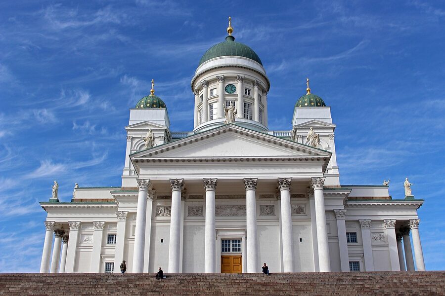 A snowy Helsinki street scene