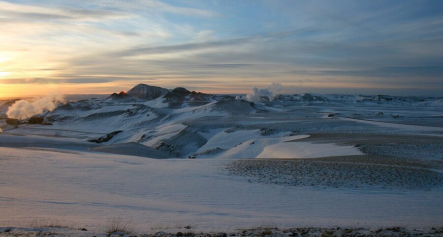 View southwest from Krafla volcanic area towards Lake Mývatn
