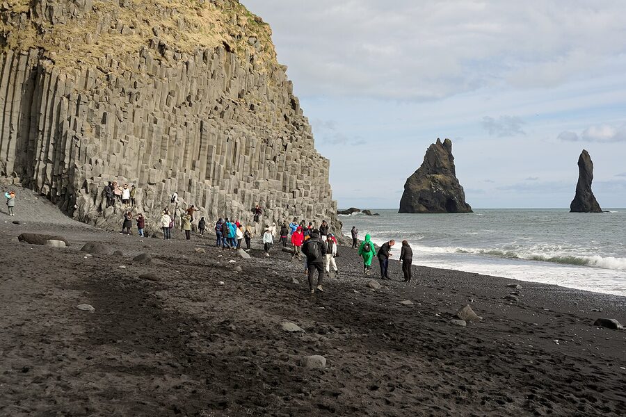 Columnar basalt at Reynisfjara Beach near Vík, Iceland
