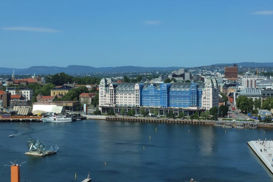 Oslo waterfront and Opera House from above