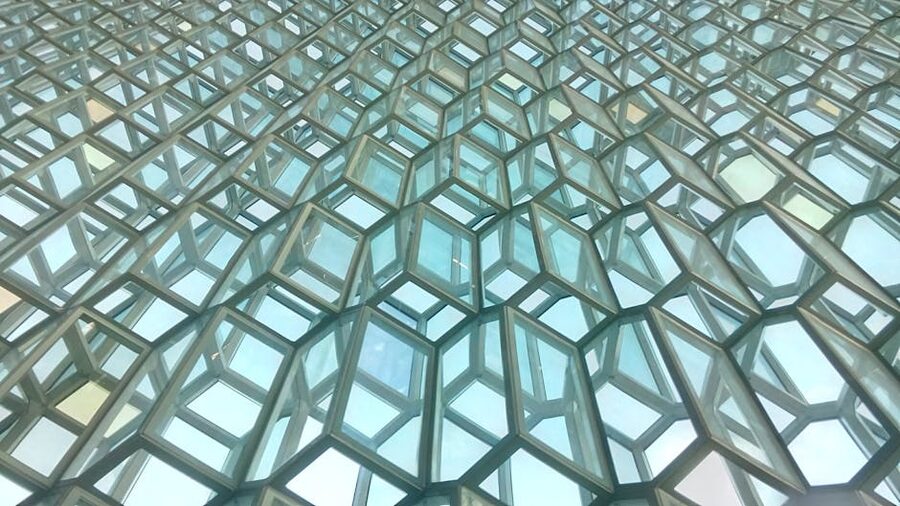 Geometric pattern of the Harpa glass facade