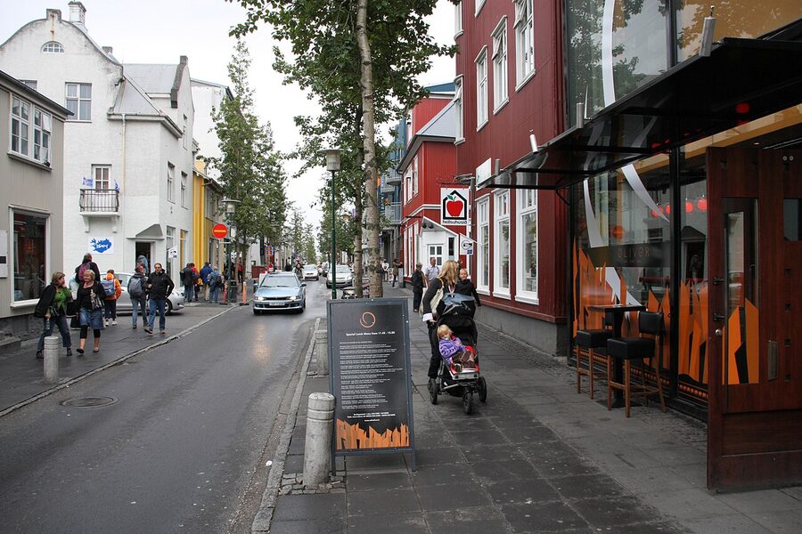 Laugavegur main shopping street in Reykjavik