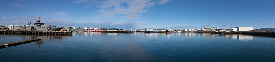 Reykjavik old harbour with fishing boats