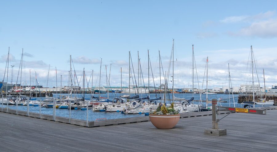 Reykjavik old harbour boats in summer