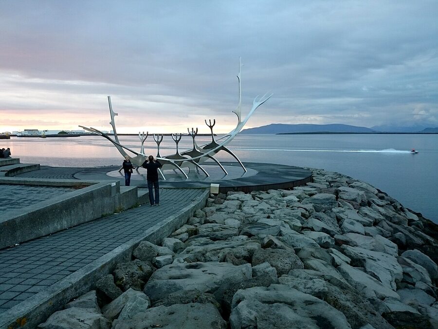 Solfar Sun Voyager sculpture in summer