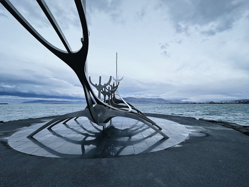 Sun Voyager at twilight on the Reykjavik waterfront