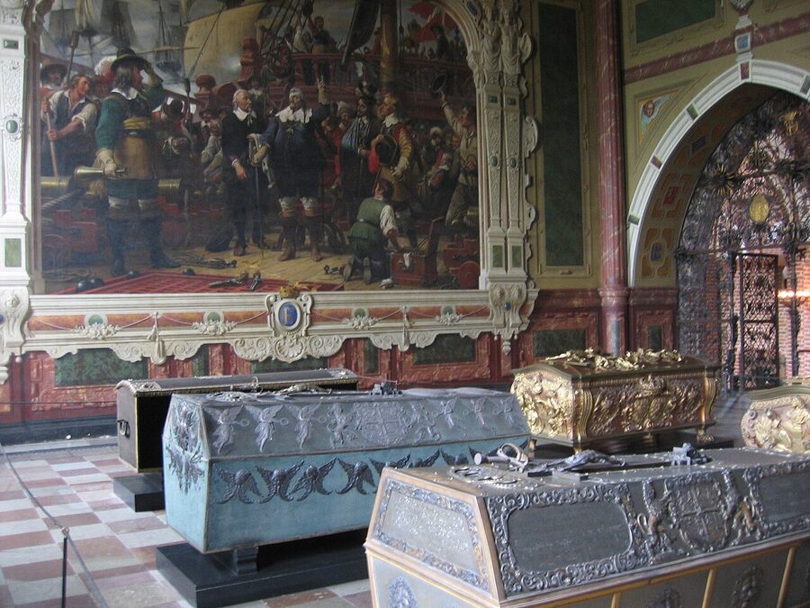 Royal coffins on display in Roskilde Cathedral