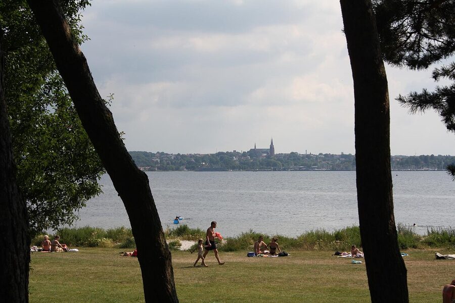 Roskilde Fjord with the cathedral towers on the skyline