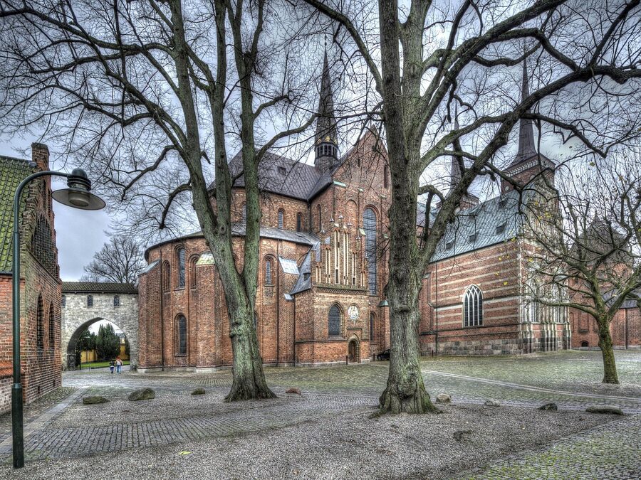Roskilde Cathedral exterior view from the old town
