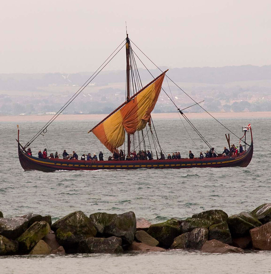 Sea Stallion lowering its sail