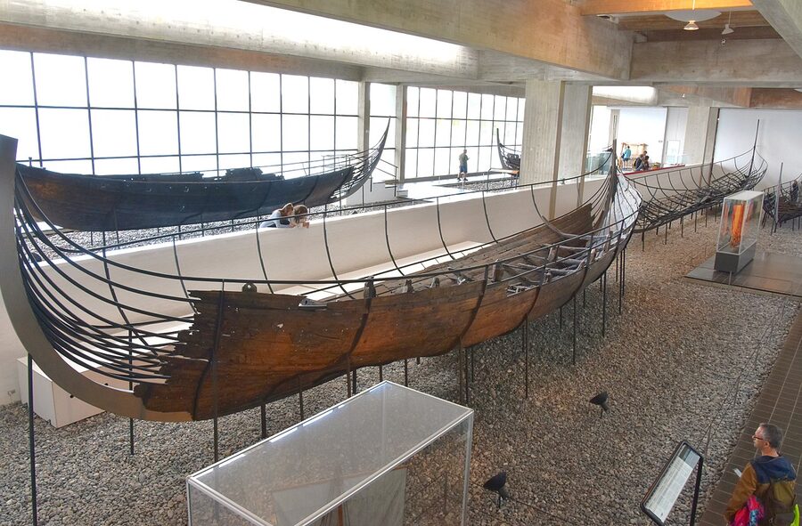 Detail of a Skuldelev Viking ship preserved at the museum