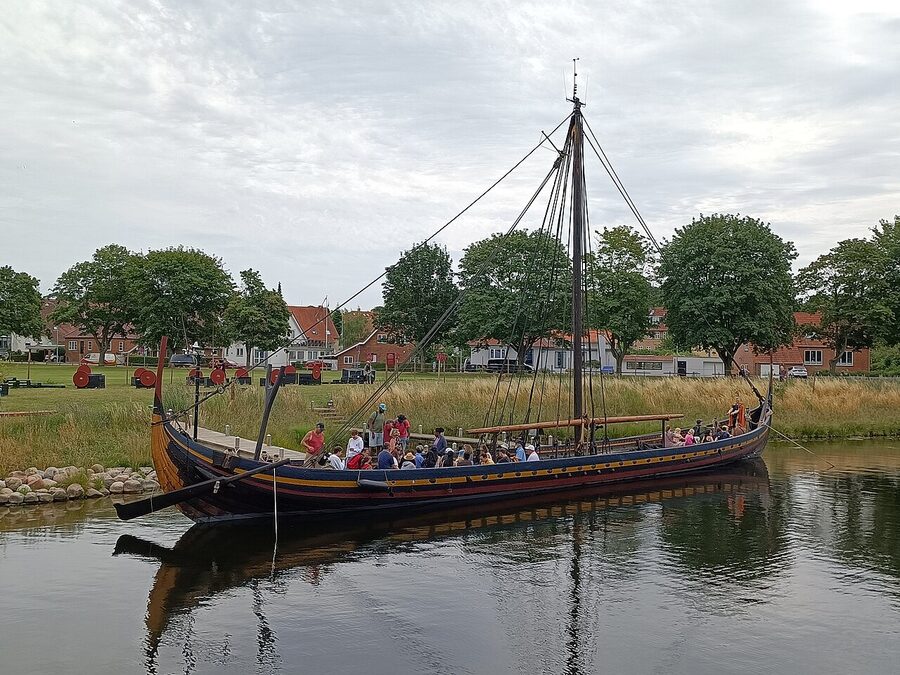 Viking Ship Museum boatyard with timbers and tools