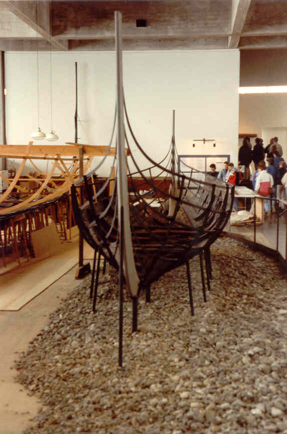 Skuldelev ship view inside the museum hall