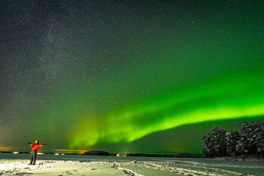 Aurora over Rovaniemi at night