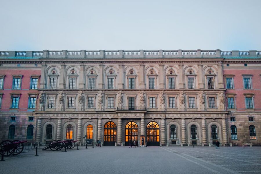 Stockholm Royal Palace, the Italian Baroque facade of Kungliga Slottet at twilight
