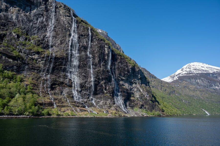 Seven Sisters cascade falling into Geirangerfjord