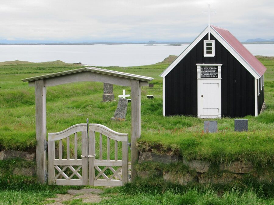 The little turf-roofed church at Bjarnarhöfn, Snæfellsnes