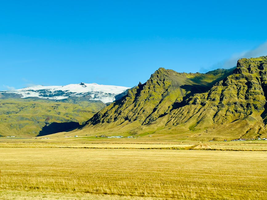 Iceland mountain landscape under clear sky