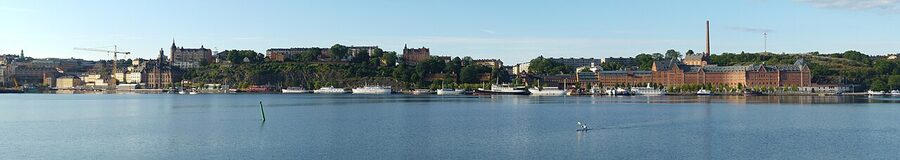 The Söder Mälarstrand promenade panorama between Hornstull and Slussen