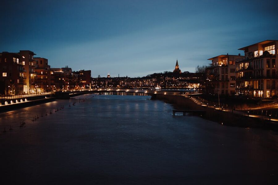 Södermalm waterfront skyline at evening