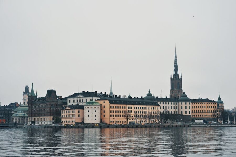Rooftops and spires of Stockholm's Old Town from Södermalm