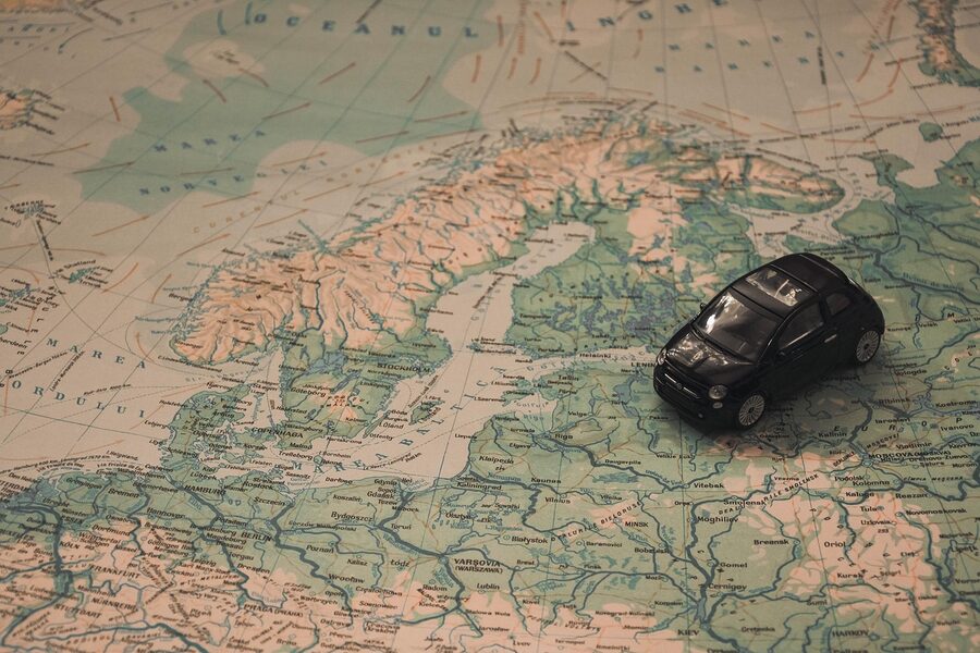 Map of Norway with route planning
