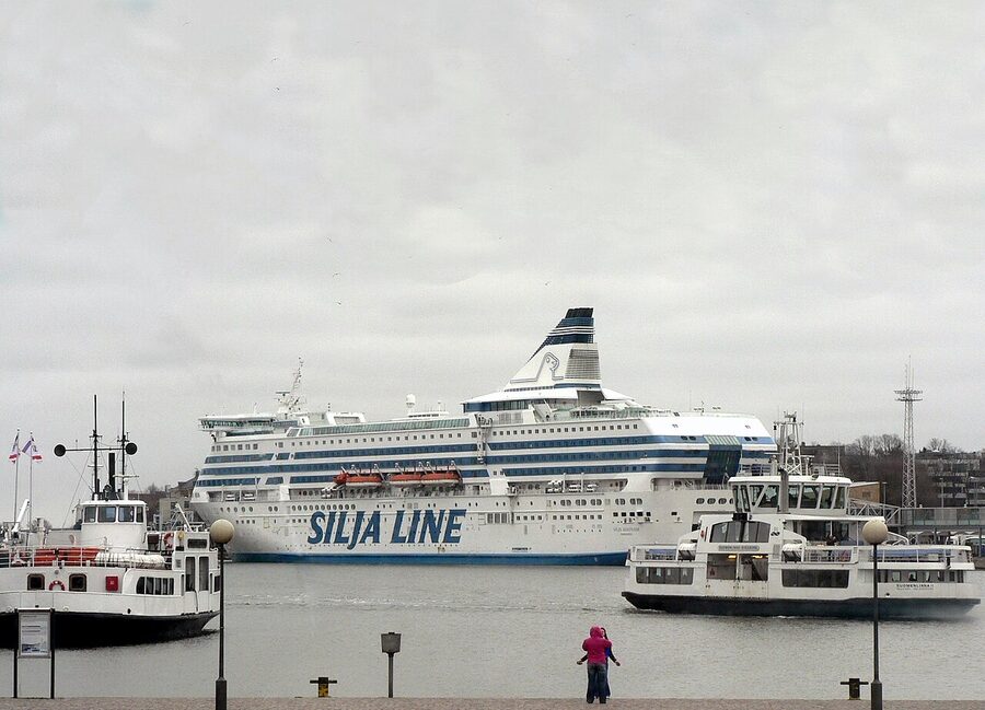 Silja Line ferry sailing in Helsinki harbour