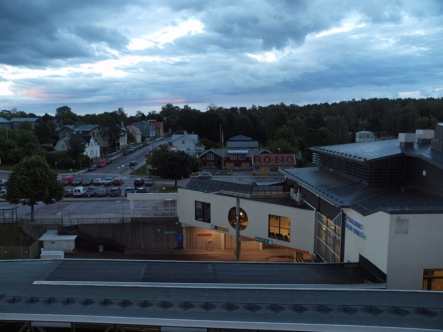 View over Mariehamn harbour from MS Gabriella's deck