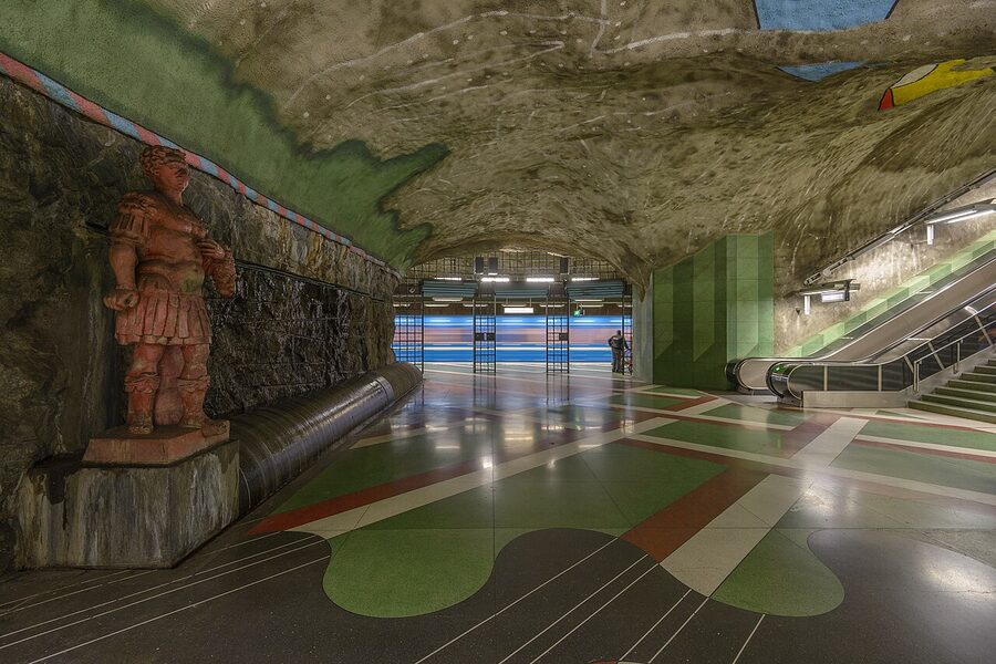 Kungsträdgården coloured rock Stockholm metro