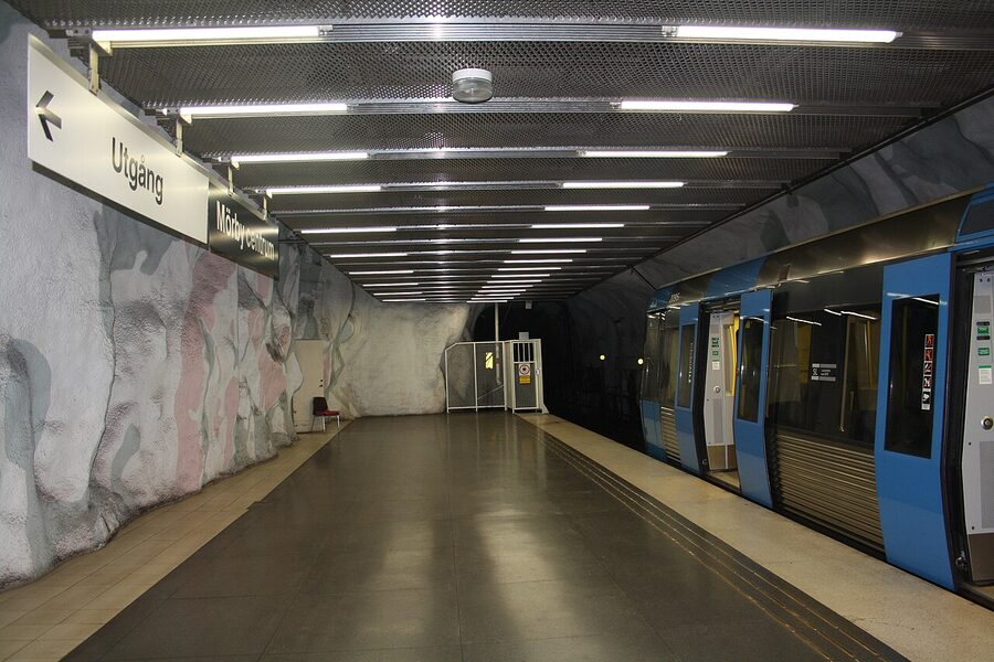 Mörby Centrum red walls Stockholm