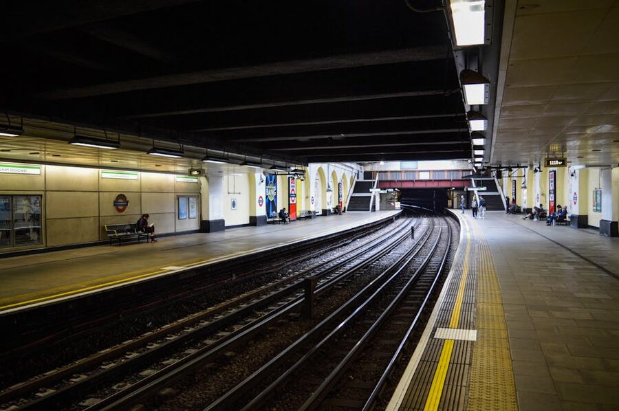 Concrete underground metro platform