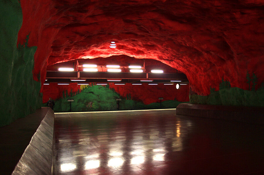 Solna Centrum forest mural Stockholm
