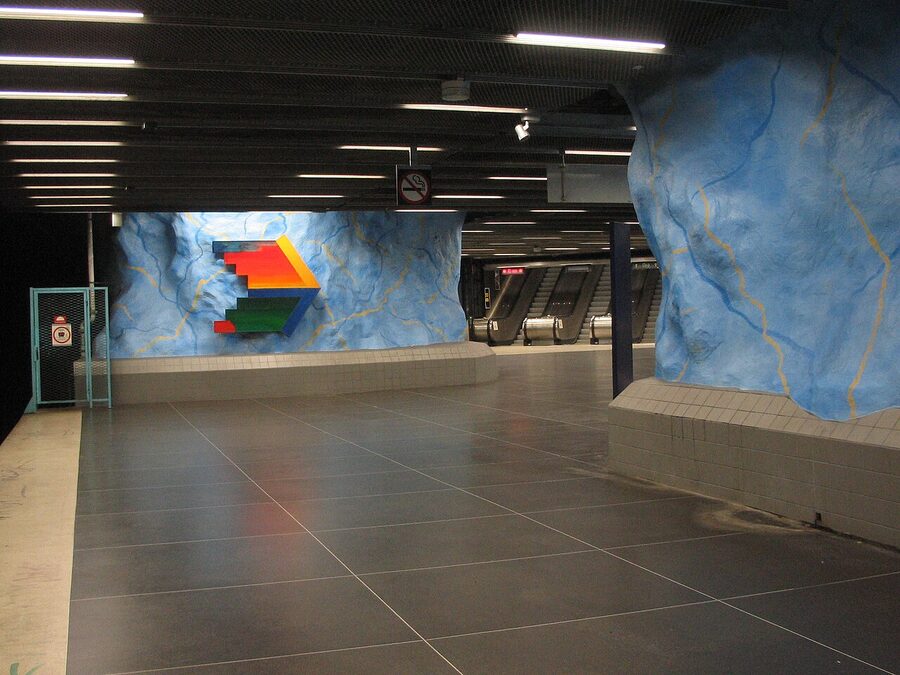 Stadion blue and rainbow Stockholm metro