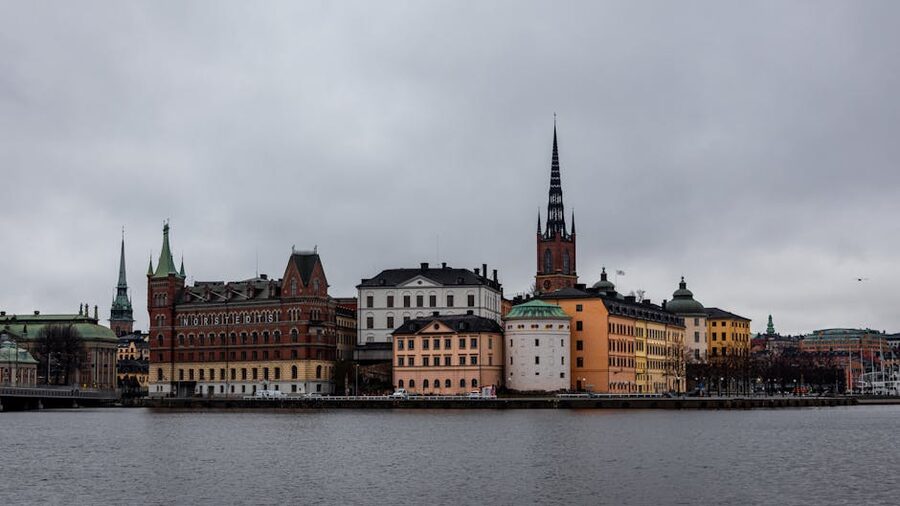 Stockholm waterfront with Riddarholmen Church