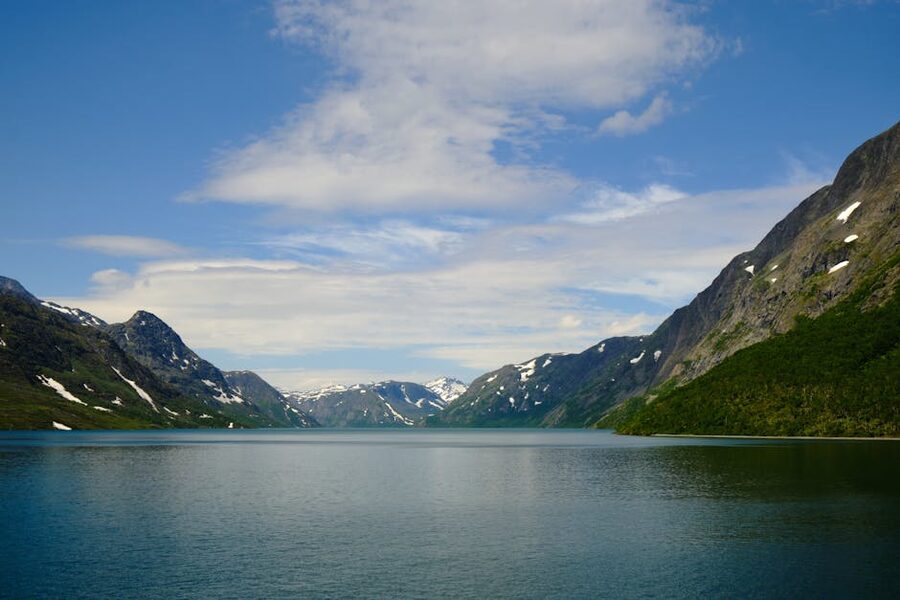 Snow-streaked summer peaks in the Sunnmøre region